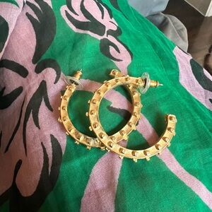 24K Gold Plate Gold Hoop Pierced Earrings